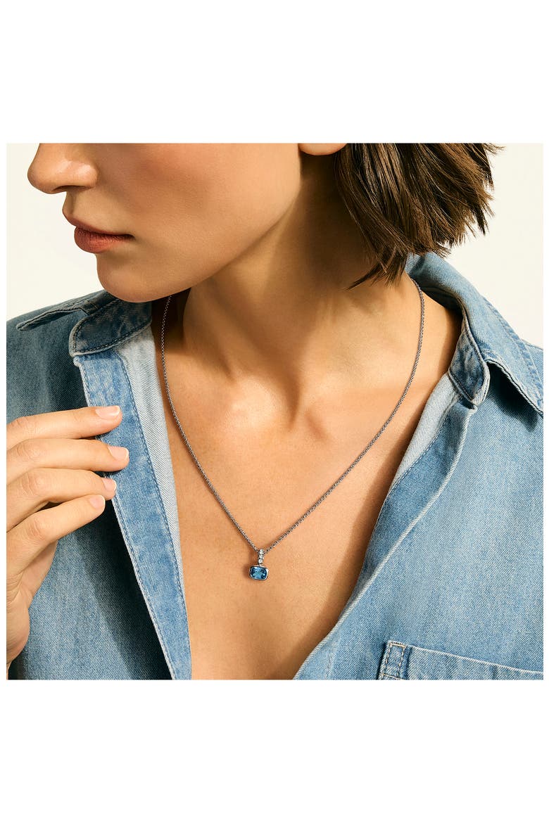 Heishi Sterling Silver London Blue Topaz Pendant Necklace, Alternate, color, LONDON BLUE TOPAZ