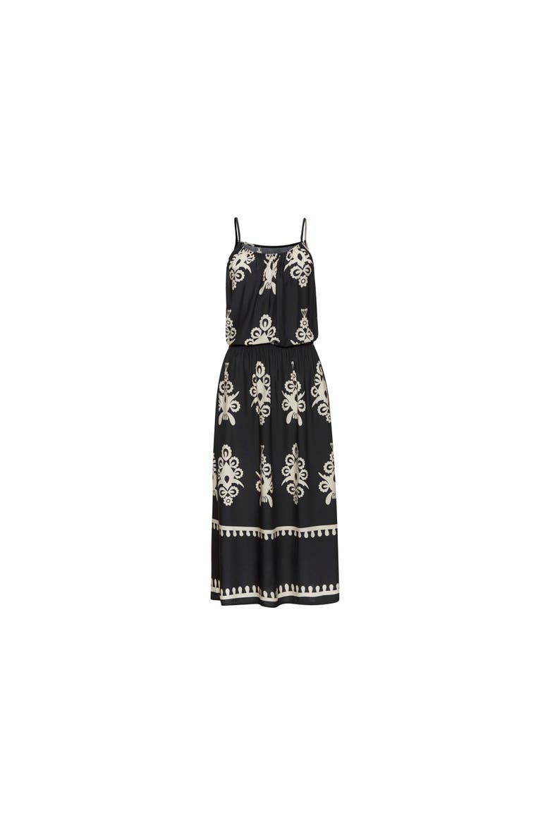 Ornamental Print Dress, Alternate, color, Black & Sand