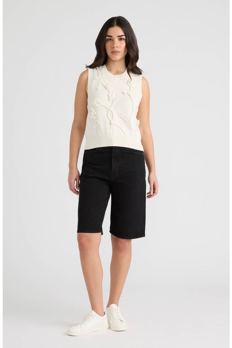 Sleeveless Floral Appliqué Sweater, Alternate, color, MARSHMALLOW
