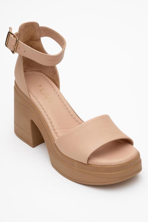 Forever & Always Shoes MARGOT Leather Platform Sandal in Cream Beige Leather at Nordstrom, Size 6