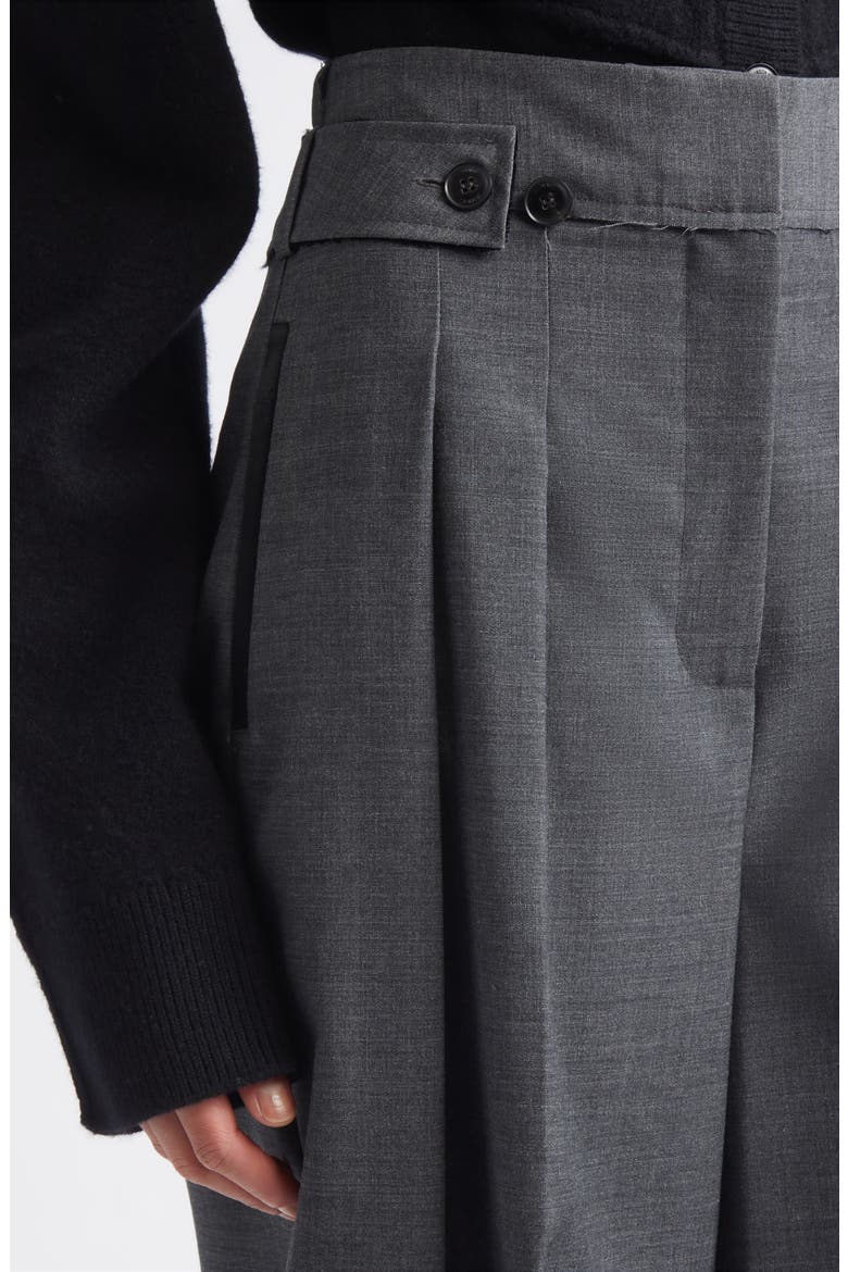 Pleat Front High Waist Tropical Wool Wide Leg Trousers, Alternate, color, LIGHT CHARCOAL