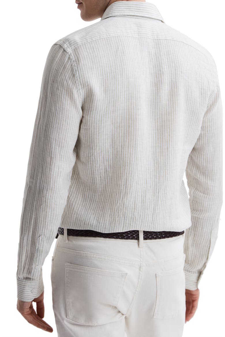 Ruban Stripe Linen Button-Up Shirt, Alternate, color, OATMEAL STRIPE