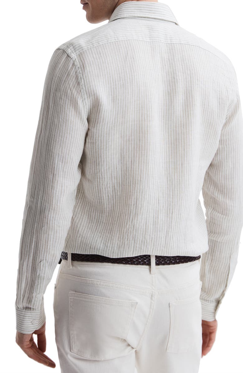 Reiss Ruban Stripe Linen Button-Up Shirt, Alternate, color,