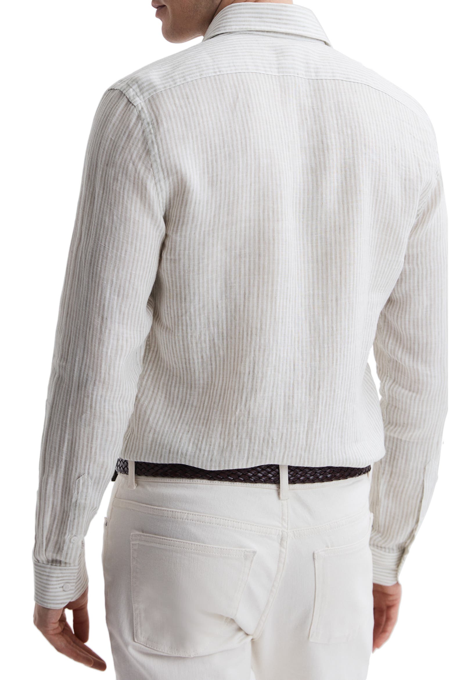 Linen Rack Card Reiss Ruban Stripe Linen Button-Up Shirt (Men) | Nordstromrack