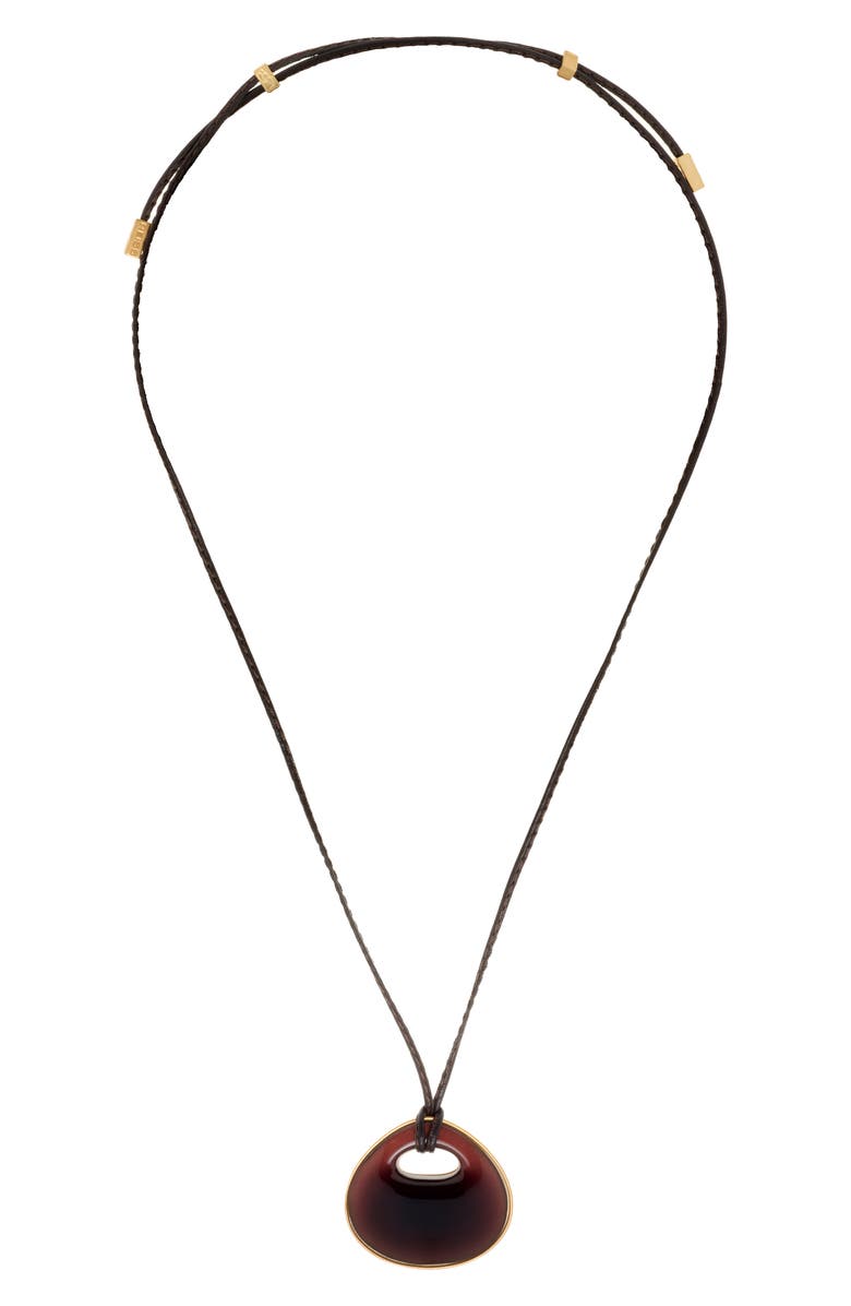 Reiss Pippa Leather Cord Pendant Necklace, Main, color, Gold Tone / Burgundy