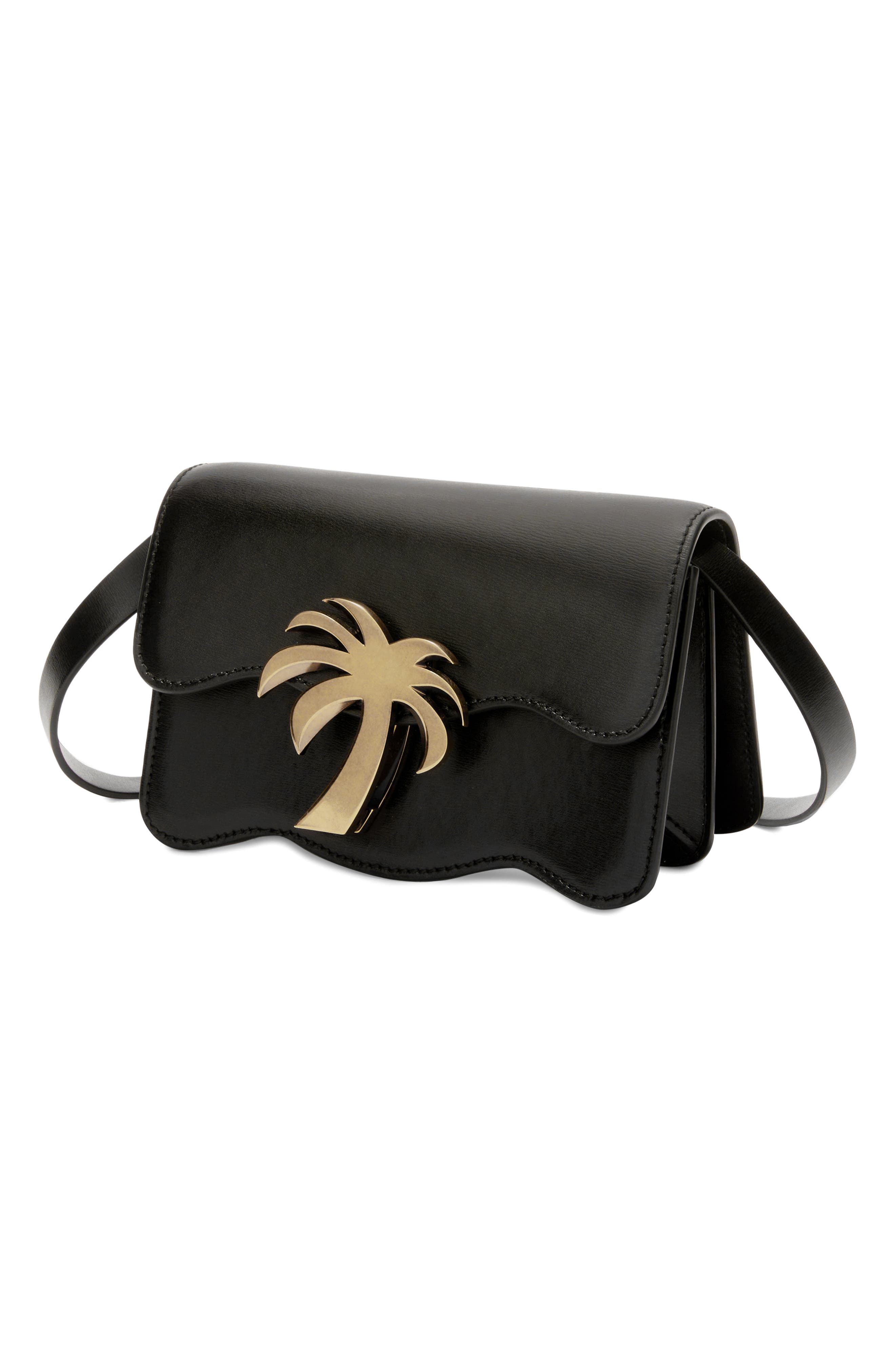 Palm Angels Palm Beach Leather Shoulder Bag, Alternate, color, 