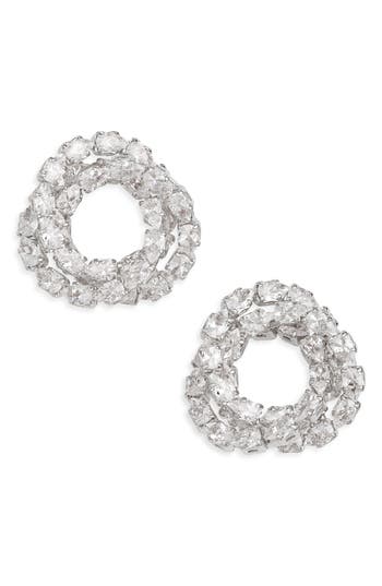 Tasha Cz Open Circle Stud Earrings In White