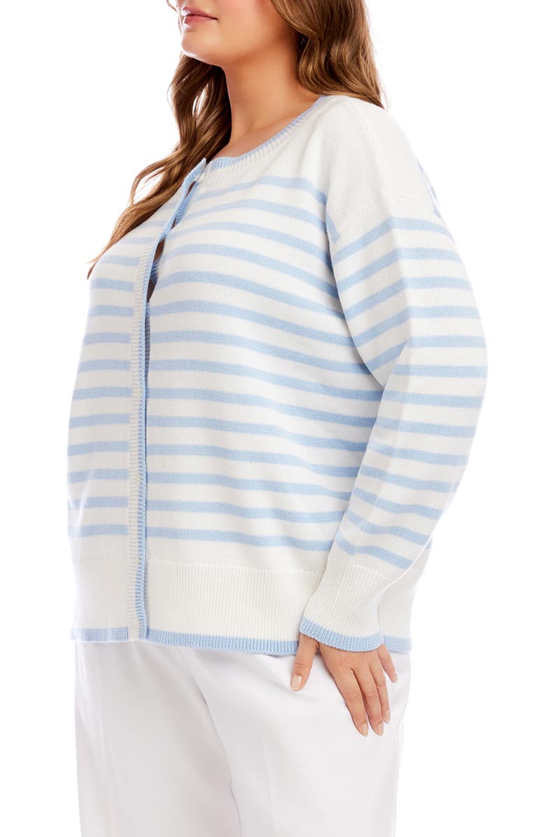 Karen Kane Stripe Cardigan Sweater, Alternate, color, Off White