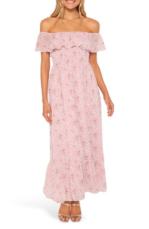 Priscilla Off the Shoulder Cotton Maxi Sundress
