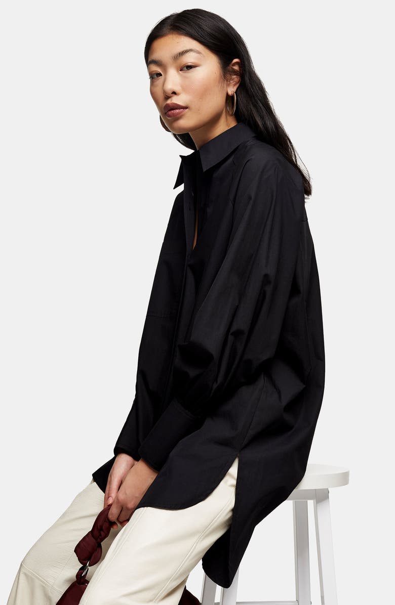 Topshop Oversize Poplin Shirt, Alternate, color,