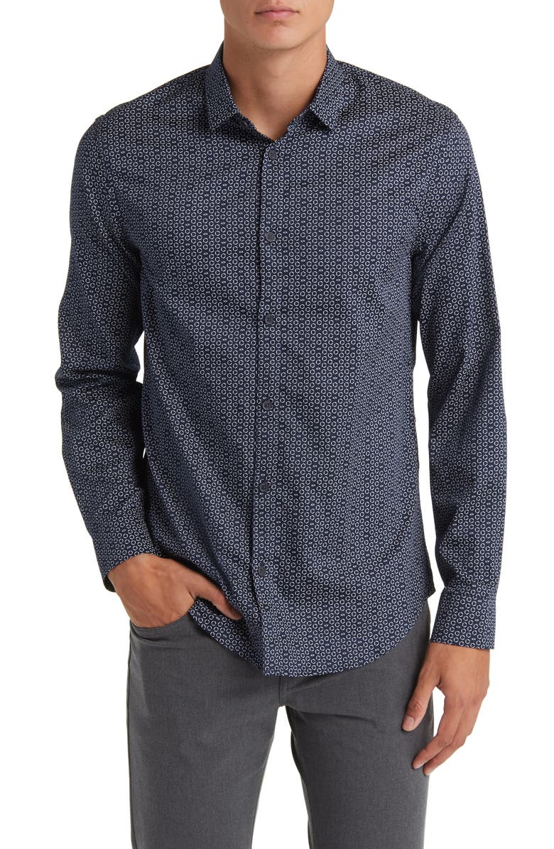 Armani Exchange Hexagon Cotton Button-Up Shirt, Main, color,