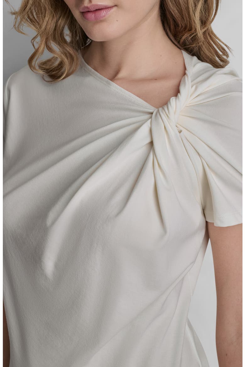 Twist Neck Cotton Blend Top, Alternate, color, COCONUT