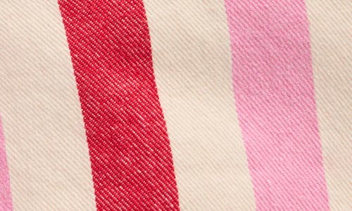 Mini Boden Kids' Stripe Denim Shorts In Pink And Red Stripe