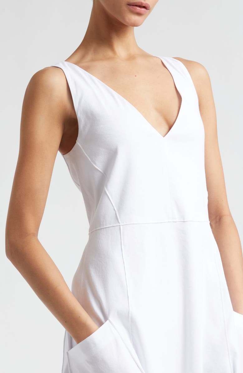 Vince Patch Pocket Linen Blend Midi Dress, Alternate, color, Optic White