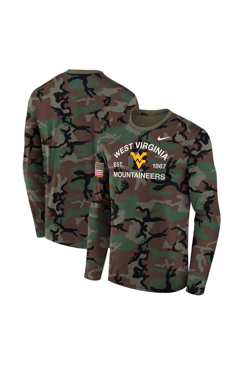 Nike Men's Nike Camo West Virginia Mountaineers 2025 Military Appreciation Legend Dri-FIT Long Sleeve T-Shirt, Main, color,