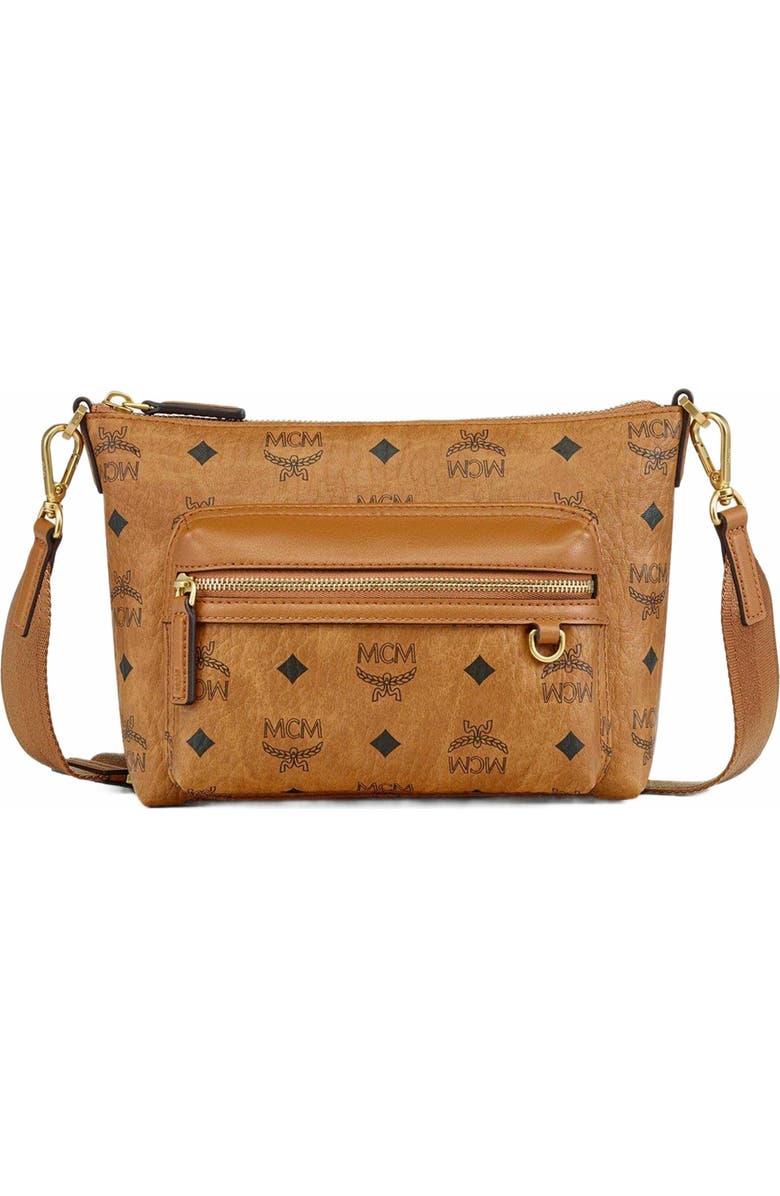 MCM Aren Crossbody in Visetos, Main, color, Cognac