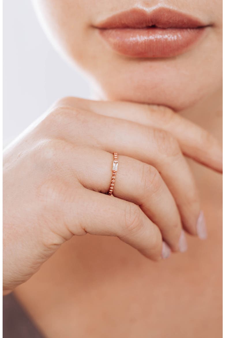 Dew Drop Topaz Baguette Stacking Ring, Alternate, color, ROSE GOLD