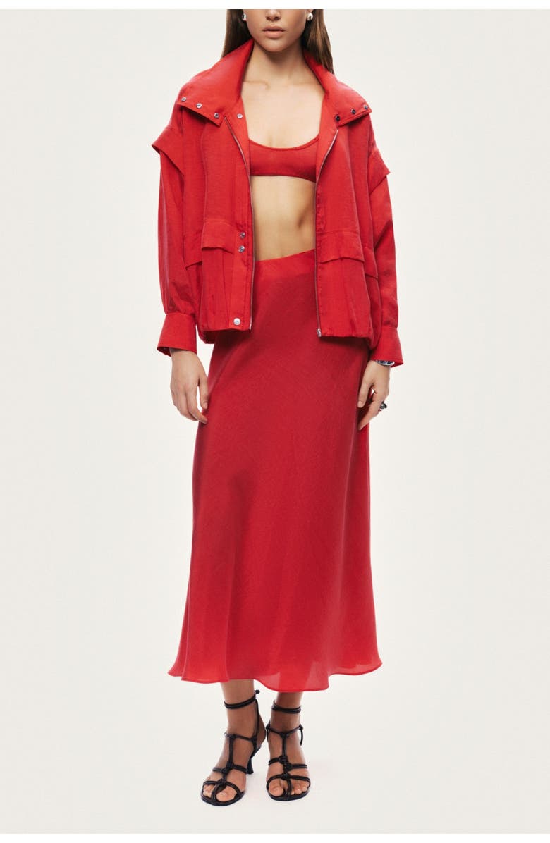 Nocturne Pleated Midi Skirt, Alternate, color, Red