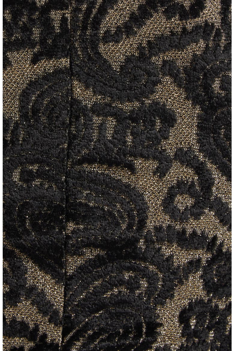 Long Sleeve Metallic Paisley Chenille Gown, Alternate, color, ORO