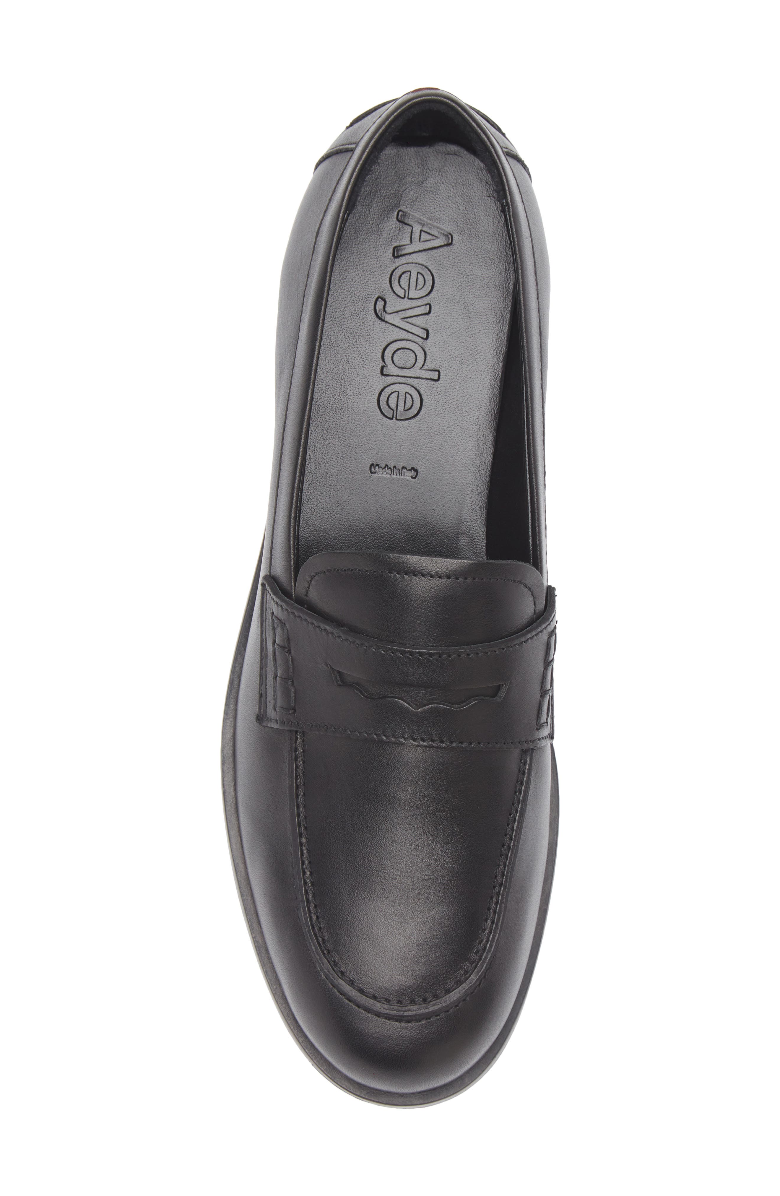 aeyde Oscar Penny Loafer, Alternate, color, Black