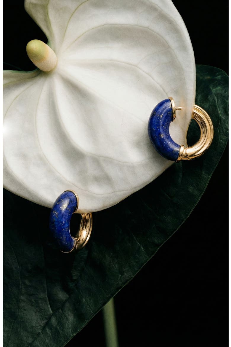 Star-Carved Hoop Earrings, Alternate, color, 14K GOLD VERMEIL