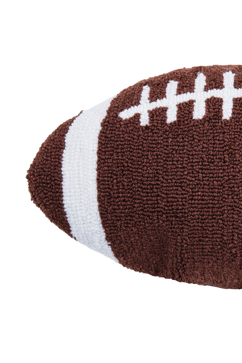 American Football Shaped Hooked Mini Accent Pillow 10.5" x 18", Alternate, color, Brown