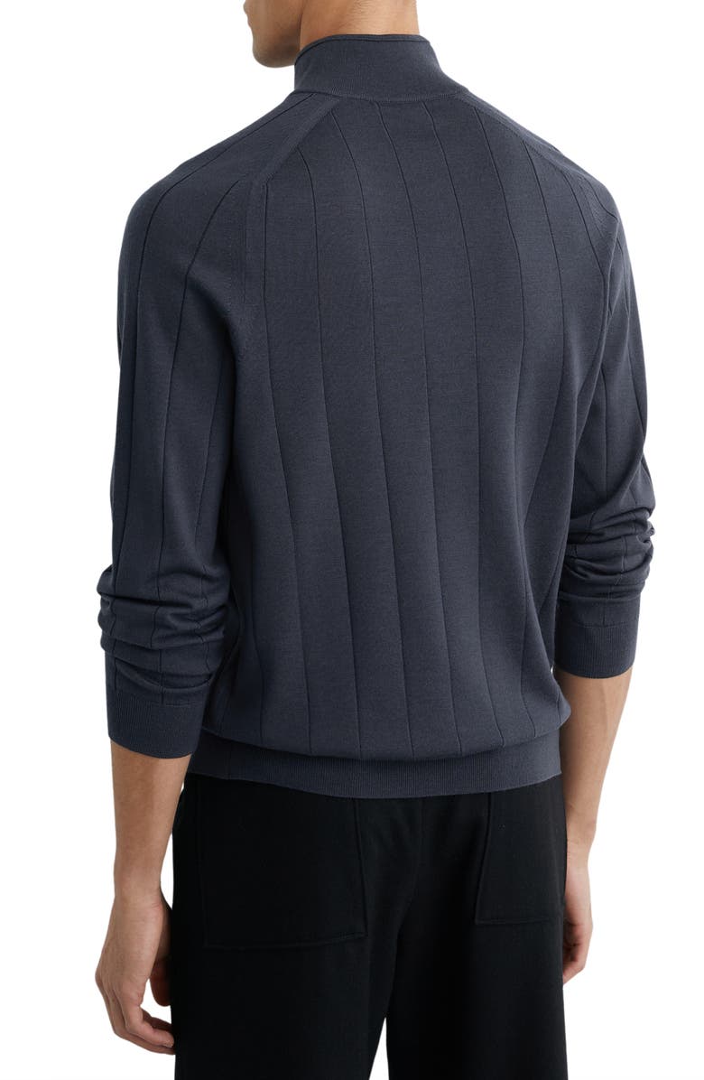 Reiss Findlay Wide Rib Merino Wool Quarter Zip Sweater, Alternate, color, Airforce Blue