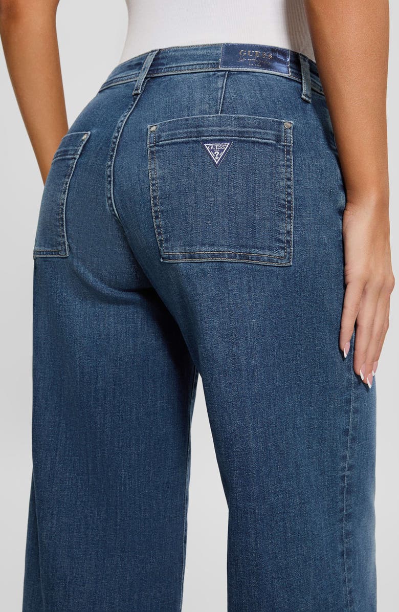 GUESS Zoya Crop Wide Leg Jeans, Alternate, color, Blue