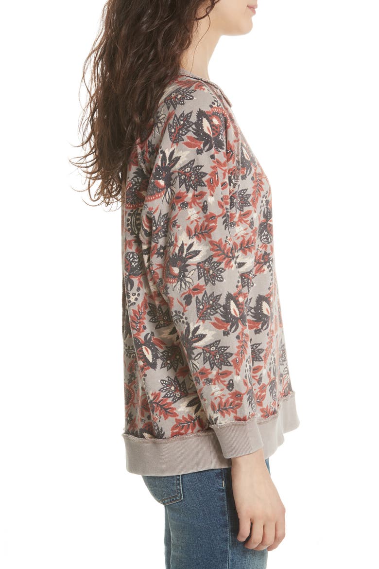 Go on Get Floral Sweatshirt, Alternate, color, BROWN