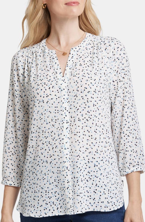 Nydj Three Quarter Sleeve Printed Pintucked Back Blouse