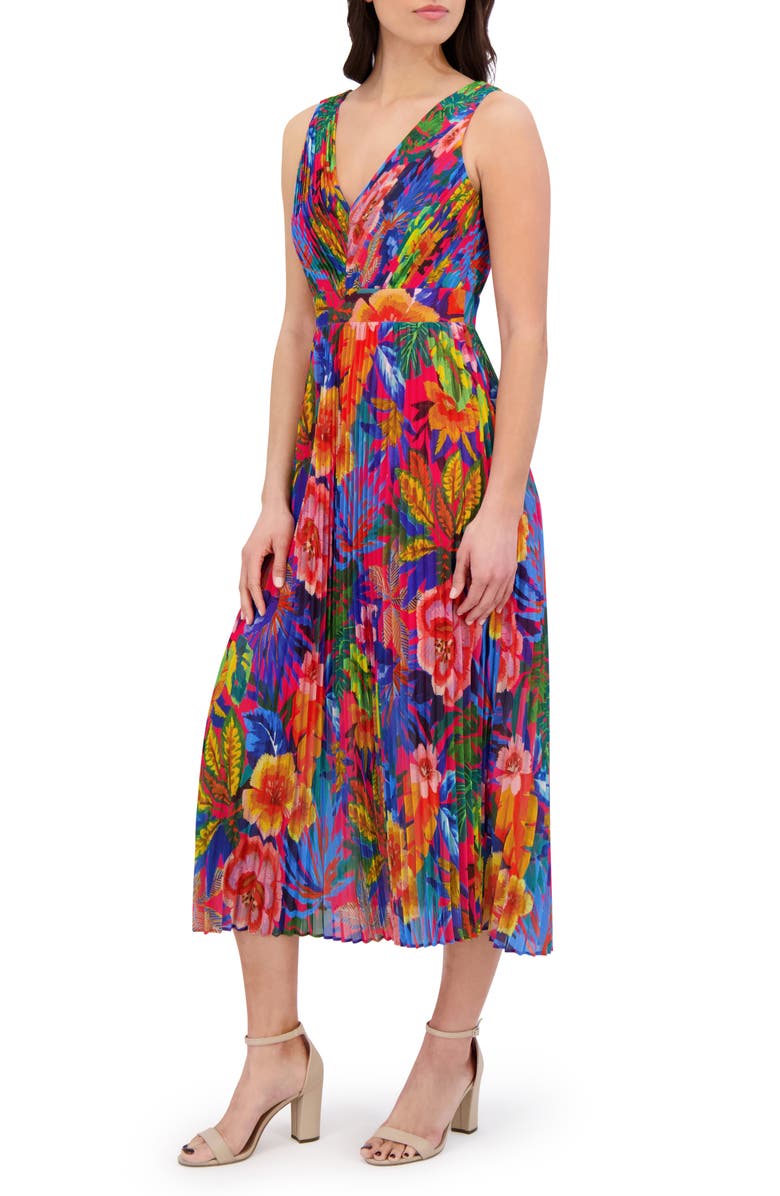 Siena Printed Chiffon Midi Dress, Alternate, color, Hot Pink Multi