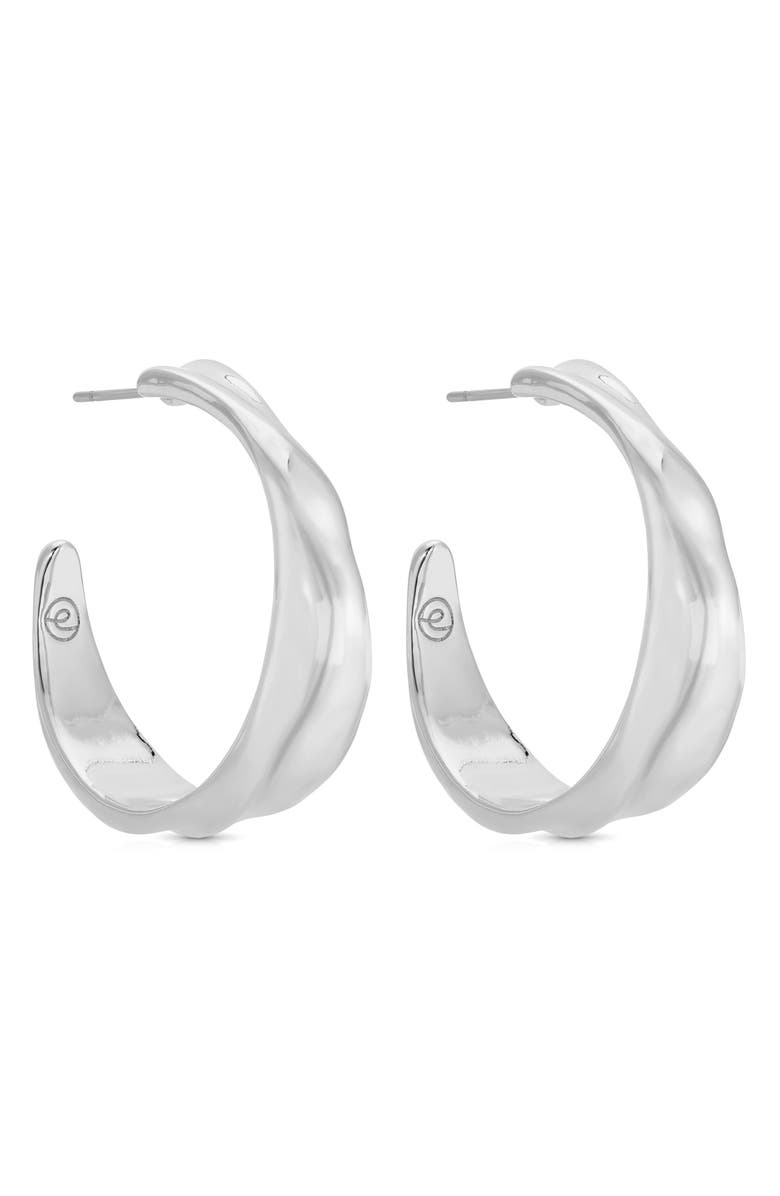 Ettika Liquid Luxe Hoop Earrings, Alternate, color, Silver
