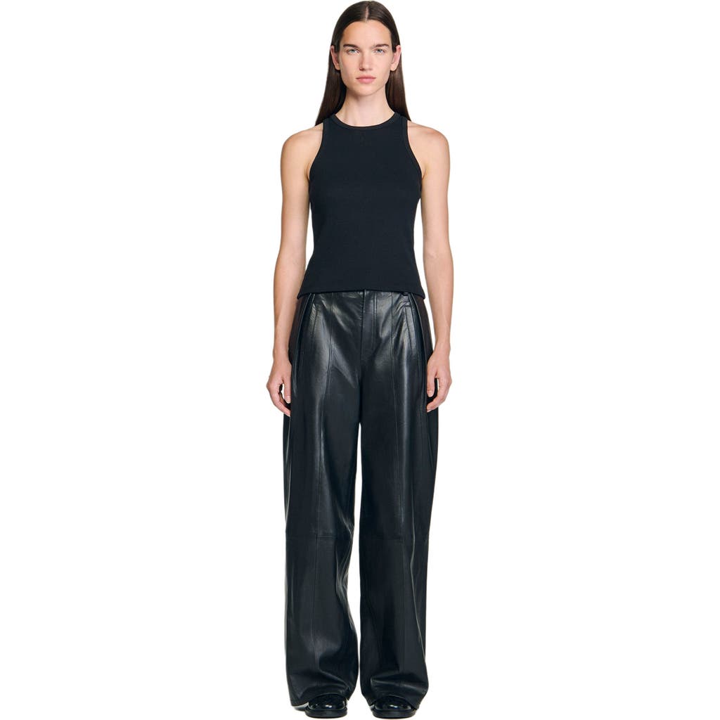 Sandro Jersey Tank With Rhinestones In Black