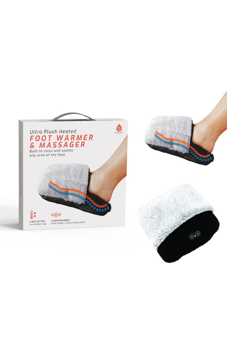PURSONIC Ultra Plush Heated Foot Warmer & Massager - Cozy Relief Anytime, Anywhere, Main, color, Grey