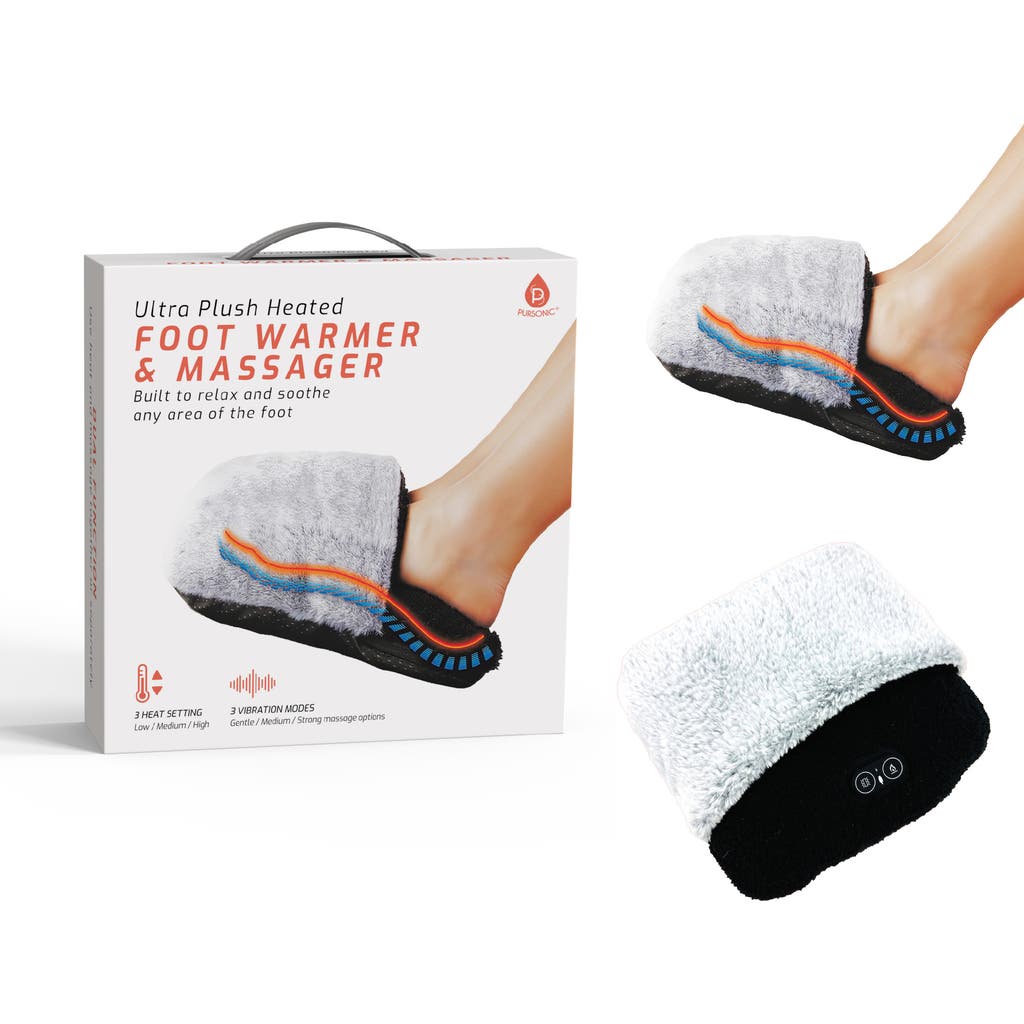 Pursonic Ultra Plush Heated Foot Warmer & Massager In Gray