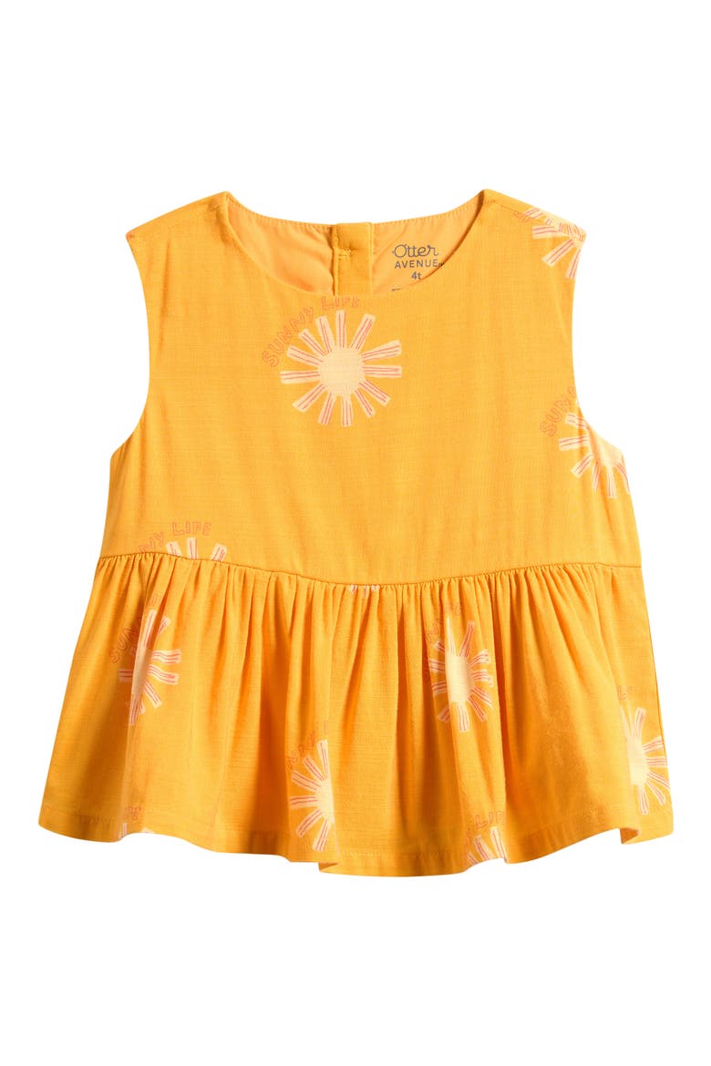 Sun Print Peplum Top, Main, color, BUTTERSCOTCH SUNNY DAYS