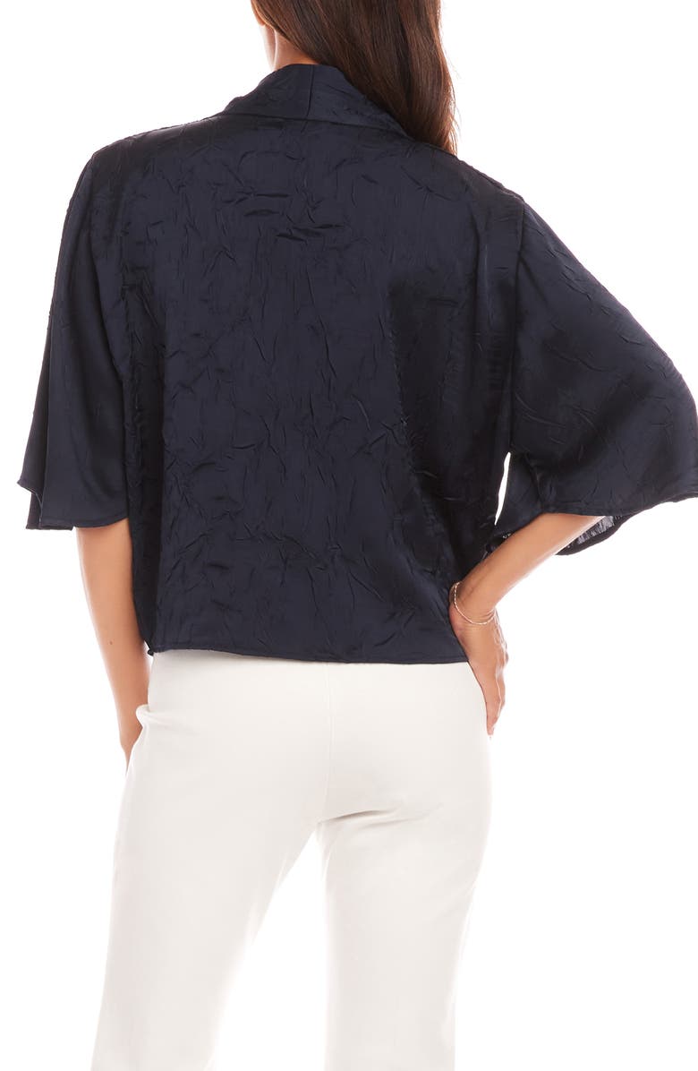 Karen Kane Tie Front Crushed Satin Top, Alternate, color, 