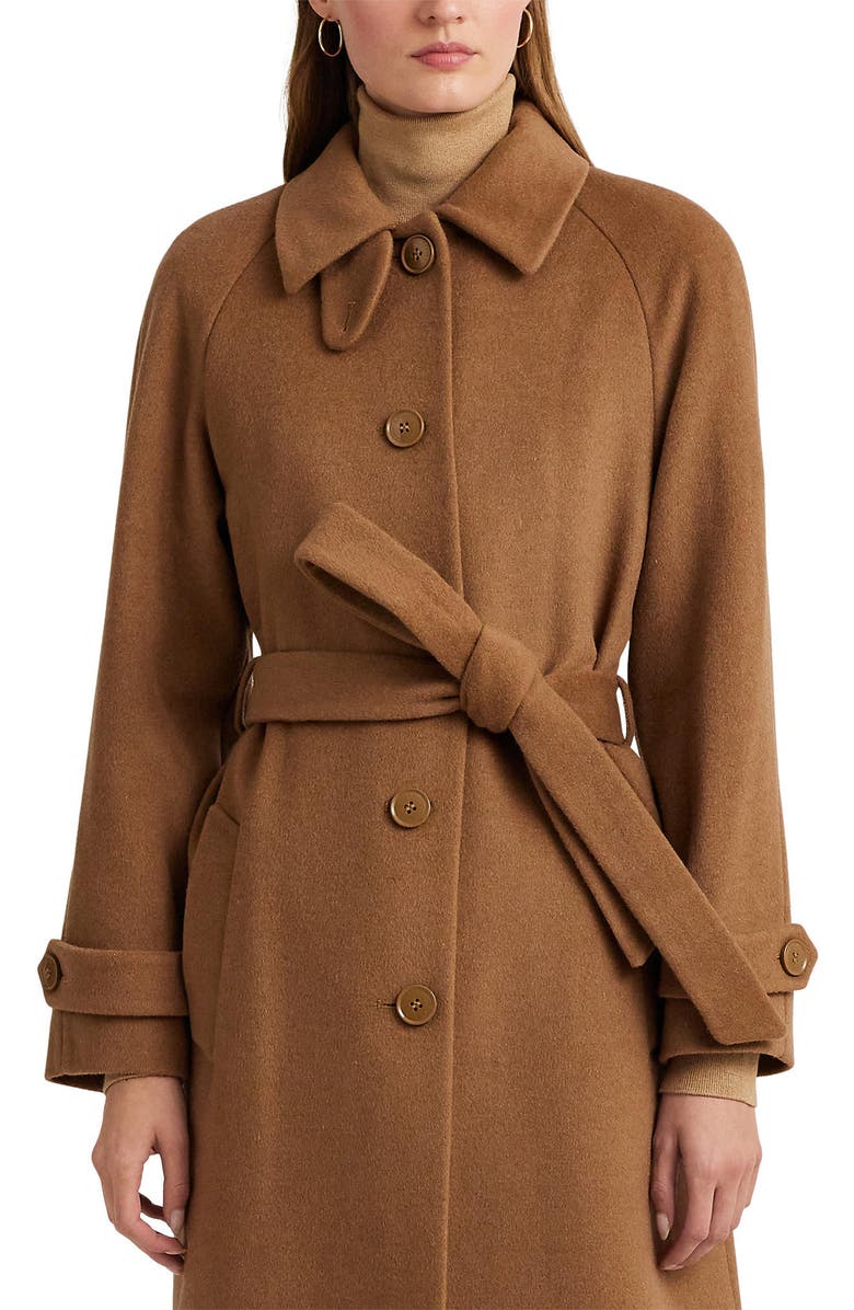 Lauren Ralph Lauren Wool Blend Trench Coat, Alternate, color, New Vicuna