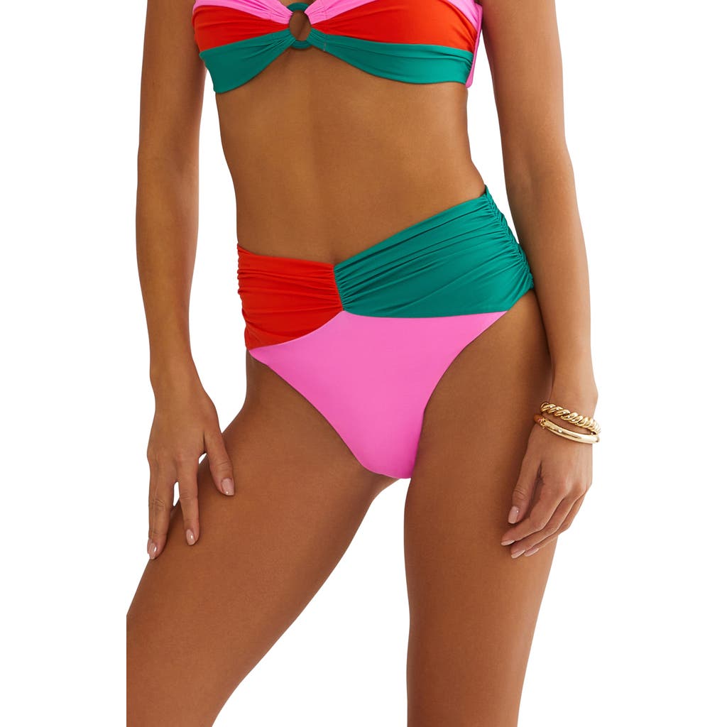 Beach Riot Lena Colorblock Bikini Bottoms in Cabo Colorblock at Nordstrom, Size Large