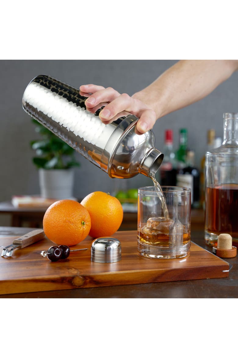 Irving Hammered Cocktail Shaker in Stainless Steel, Alternate, color, Silver