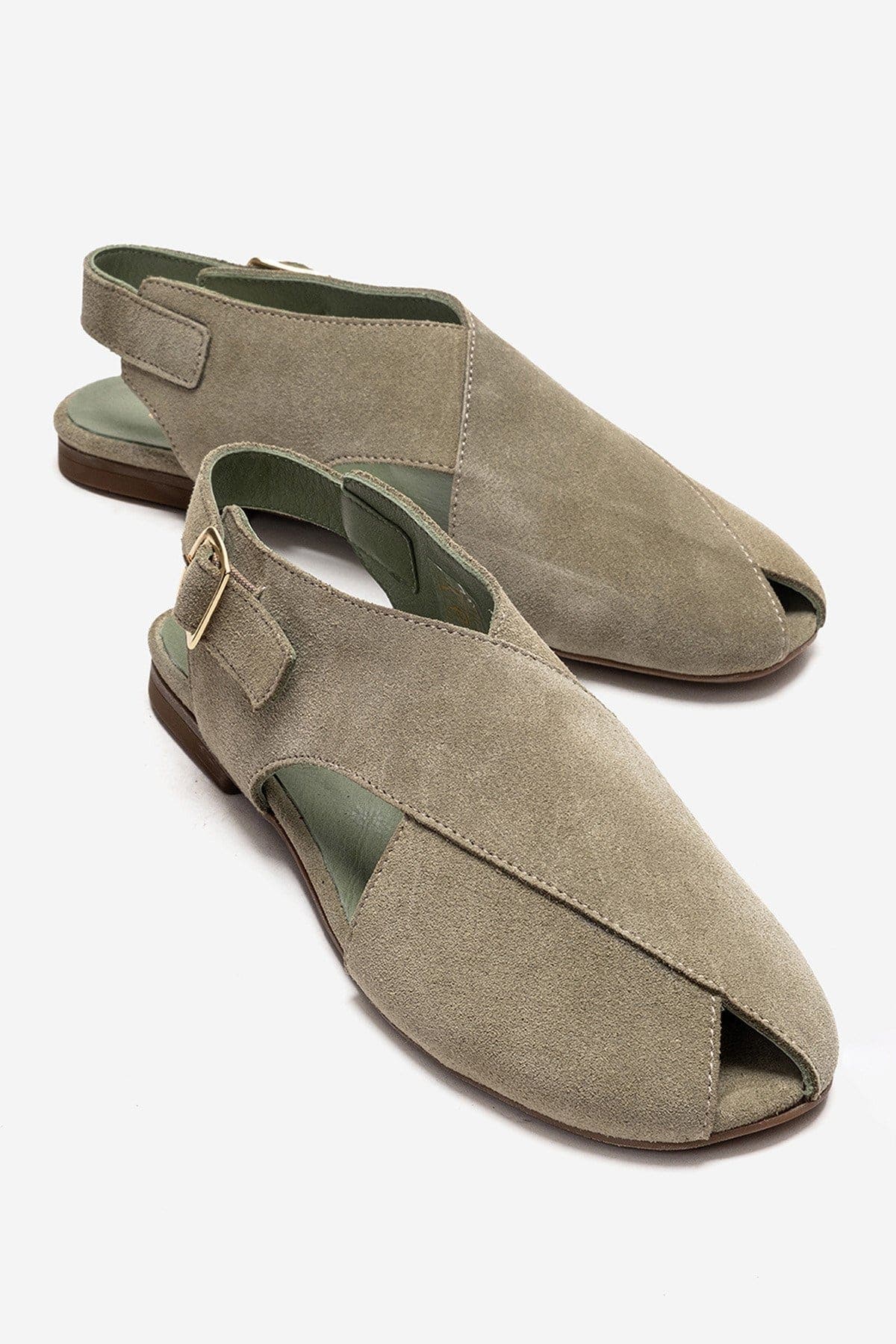 Monaro Leather Sandal, Main, color, Green Suede