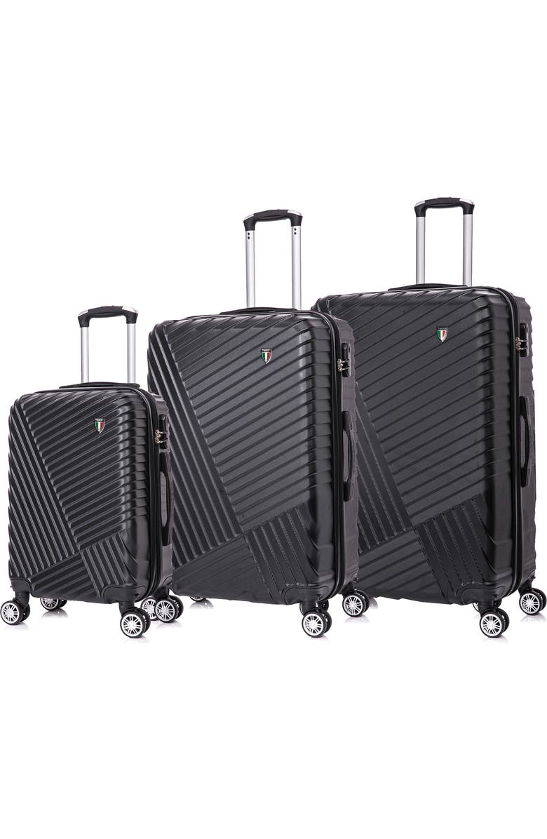 TUCCI Volaro Hardshell 3-Piece Spinner Luggage Set, Main, color, Black
