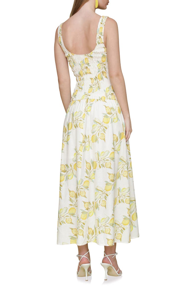 Smocked Sleeveless Fit & Flare Maxi Dress, Alternate, color, LEMON VINE