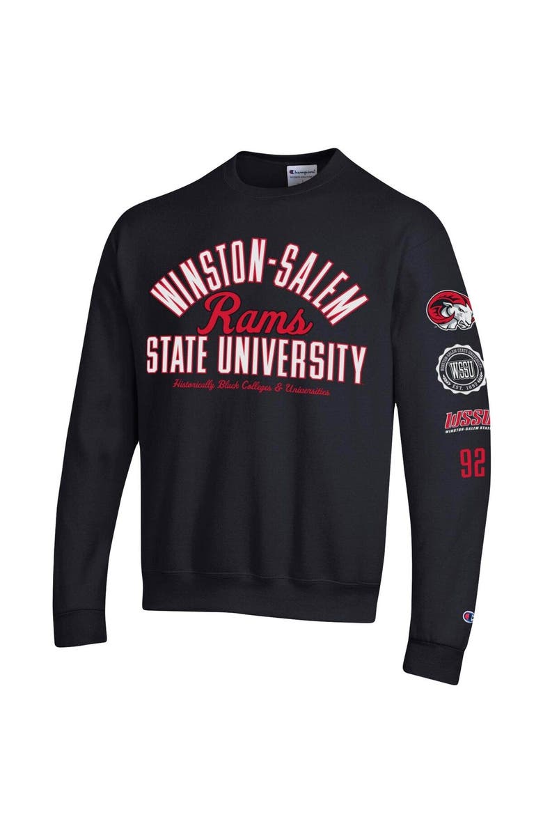 Champion Men's Champion Black Winston-Salem State Rams 2-Hit Powerblend Pullover Sweatshirt, Alternate, color,