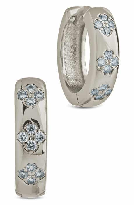 Sterling Forever Aisha Cubic Zirconia Star Huggie Hoop Earrings