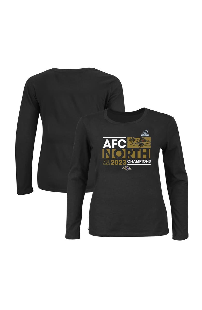 FANATICS Women's Fanatics Branded  Black Baltimore Ravens 2023 AFC North Division Champions Plus Size Conquer Long Sleeve Scoop Neck T-Shirt, Alternate, color, 