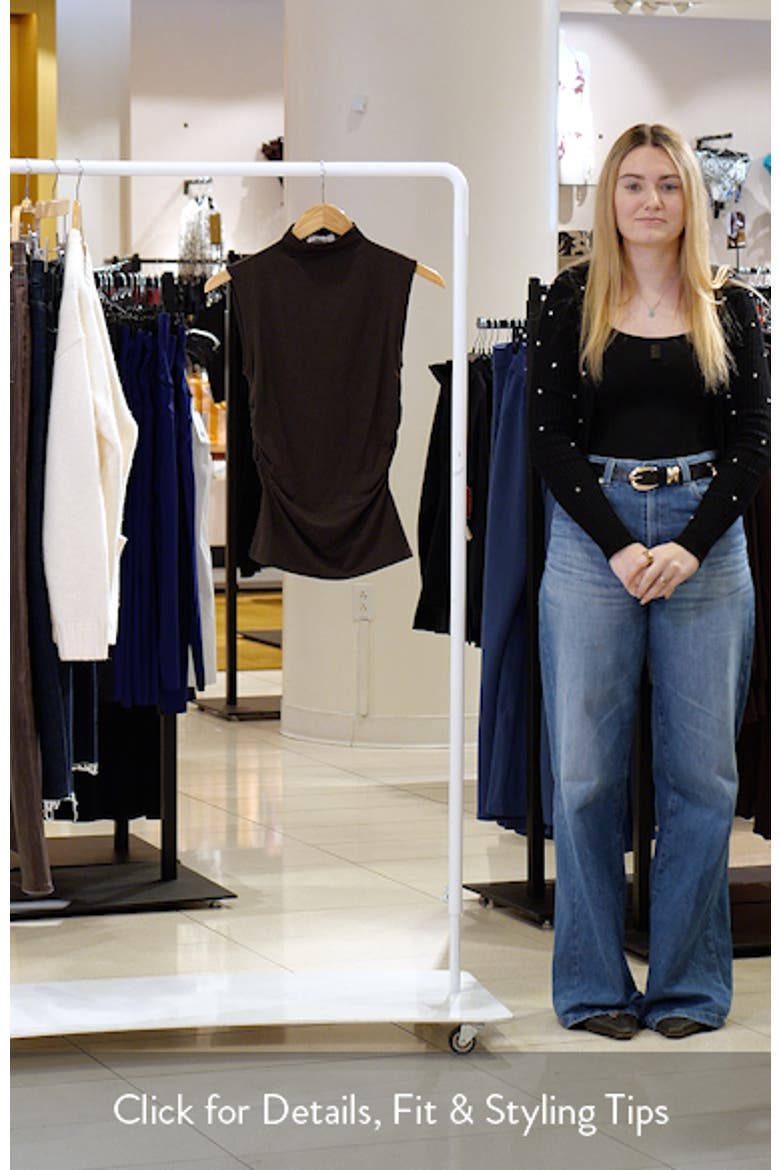 Ruched Mock Neck Sleeveless Top video
