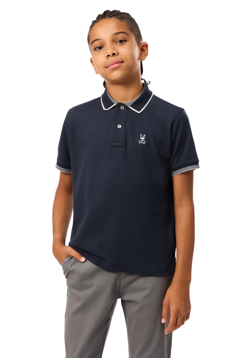 Psycho Bunny Kids' Duvall Tipped Cotton Polo, Alternate, color, 
