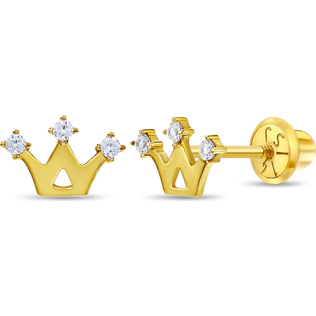In Season Jewelry 14k 3 Point Cubic Zirconia Crown Earrings in Gold  product