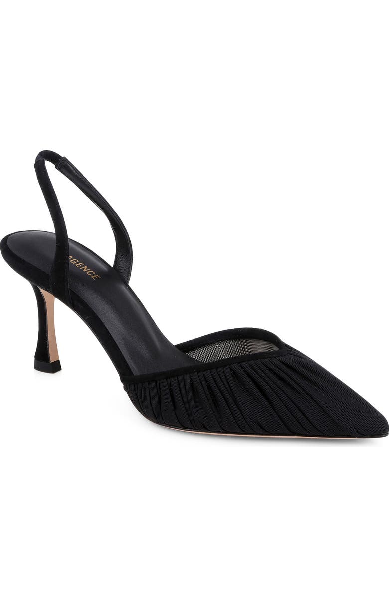 L'AGENCE Bowery Pointed Toe Slingback Pump, Main, color, Black Mesh